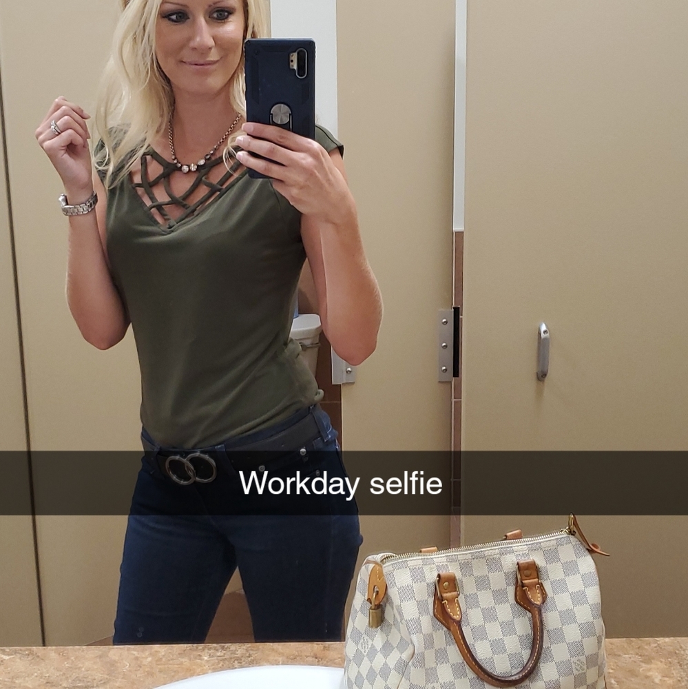 Olive green strappy  blouse - Picture 2 of 5